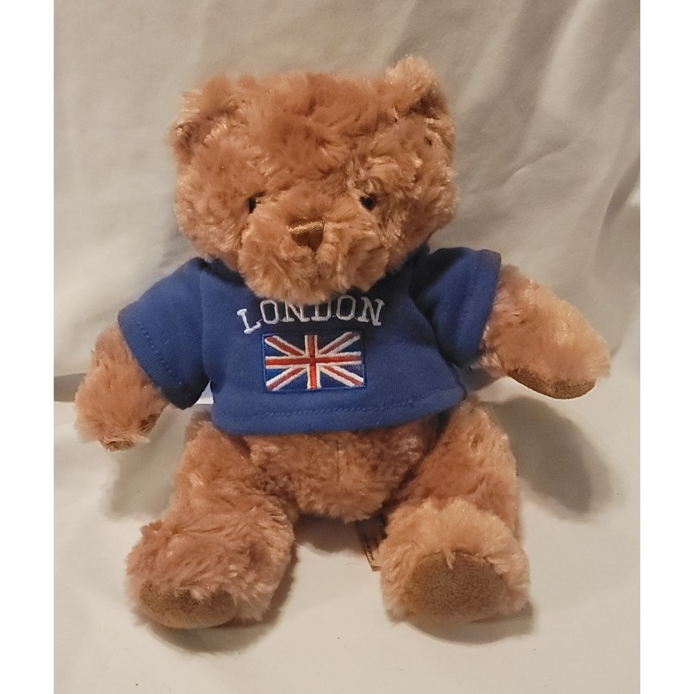 Teddy Bear 10" Plush Blue Hoodie London Flag Stuffed Animal Keel Toys Super Soft